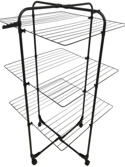 Tørkestativ m/hjul svart 70 x 70 x 133 cm