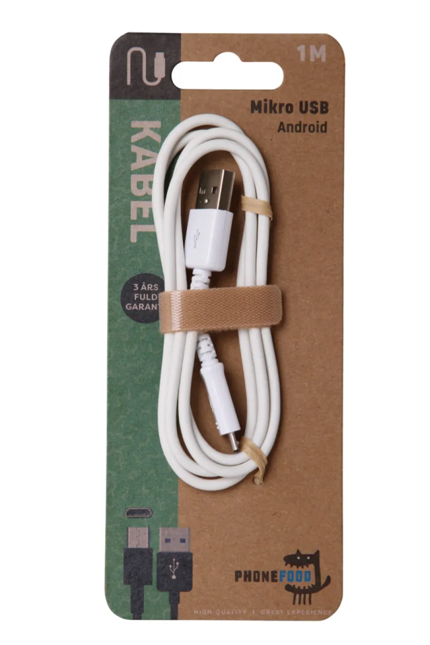 USB-A til og micro USB kabel – 1 meter